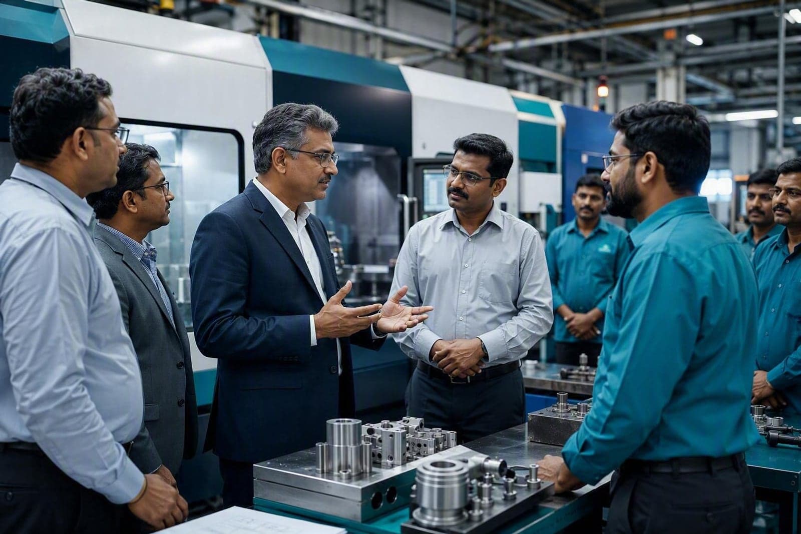 Trupillar team in discussion with a manufacturing client